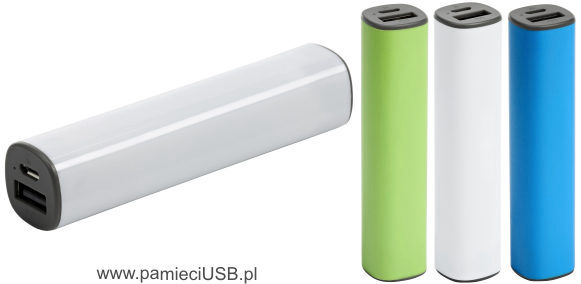PP-19 Powerbank w obudowie plastikowej, biały, zielony, niebieski (ładowarka, akumulatorek)