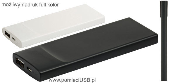 PP-25 Powerbank plastikowa obudowa typu slim, czarny, biały. Możliwy nadruk full kolor 